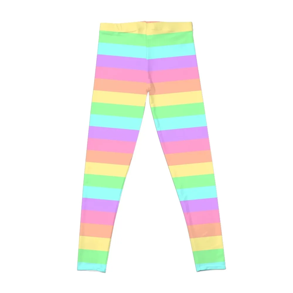 Pastel Rainbow Stripes Leggings gym top gym clothing Women's tights Womens Leggings