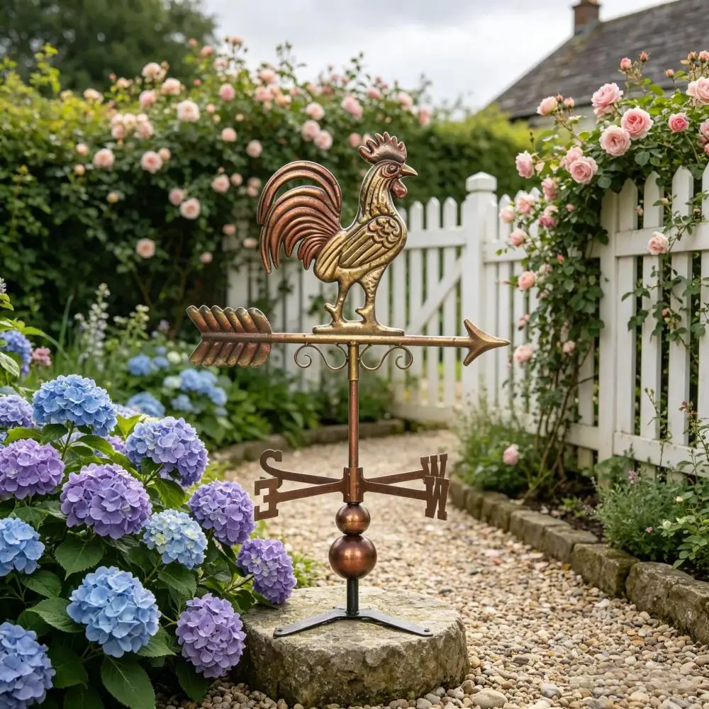 Classic Metal Rooster Weather Vane, Durable Roof Mount Wind Direction Indicator, Decorative Wind Vane for Farmhouse Garden Barn Outdoor Roof Decoration