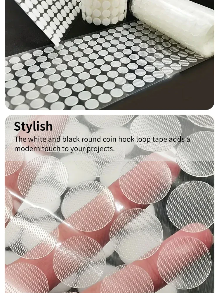 10mm 500 Paar Runde Ultradünne Transparente Starke Kindergarten Selbstklebende Wandaufkleber Klebeband Magisches Klebeband – Detail 3