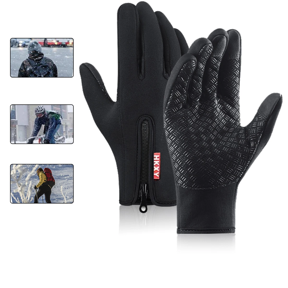 Touch screen zipper gloves for daily travel in autumn  winter cold and frost protection bicycle motorcycle skiing Running sports