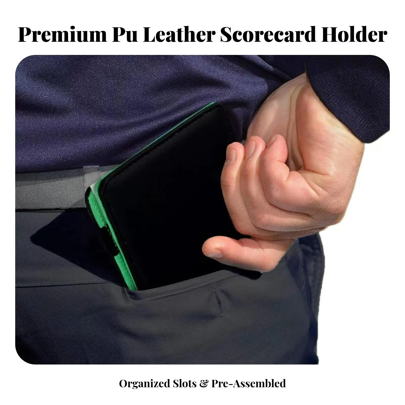 Golf Scorecard Holder for Golfers PU Leather Cover with Elastic Band for Back Pocket Golf Bag Accessories Score Card Book - view 3