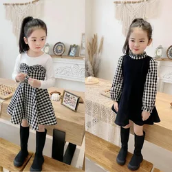 2023 Spring Autumn Children girls long sleeve plaid Dress Baby girls Casual Dresses