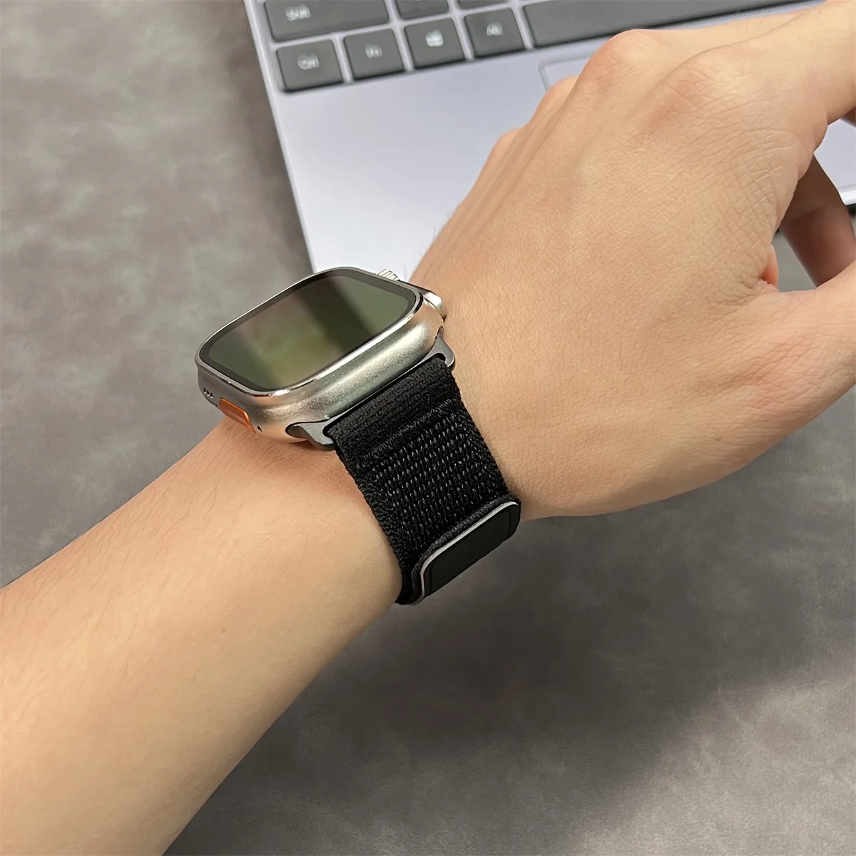 Trail Loop สําหรับ Apple Watch Ultra Band 49 46 45 44 42 41 40 สร้อยข้อมือไนลอนหนังสําหรับ iwatch SE serie10 9 8 7 6 5 4
