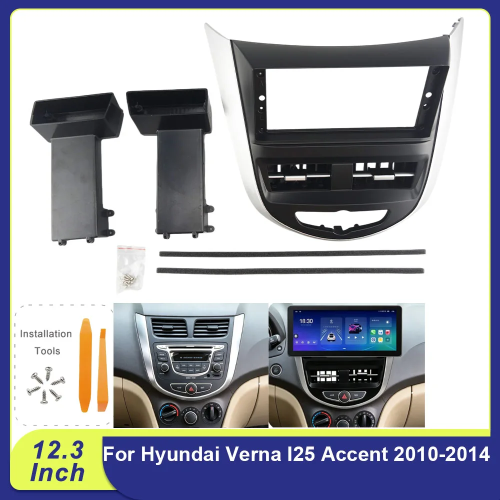 For Hyundai Verna I25 Accent 2010-2014 12.3 Inch Car Radio Stereo Frame Android Player Dashboard Fascia Panel Kit