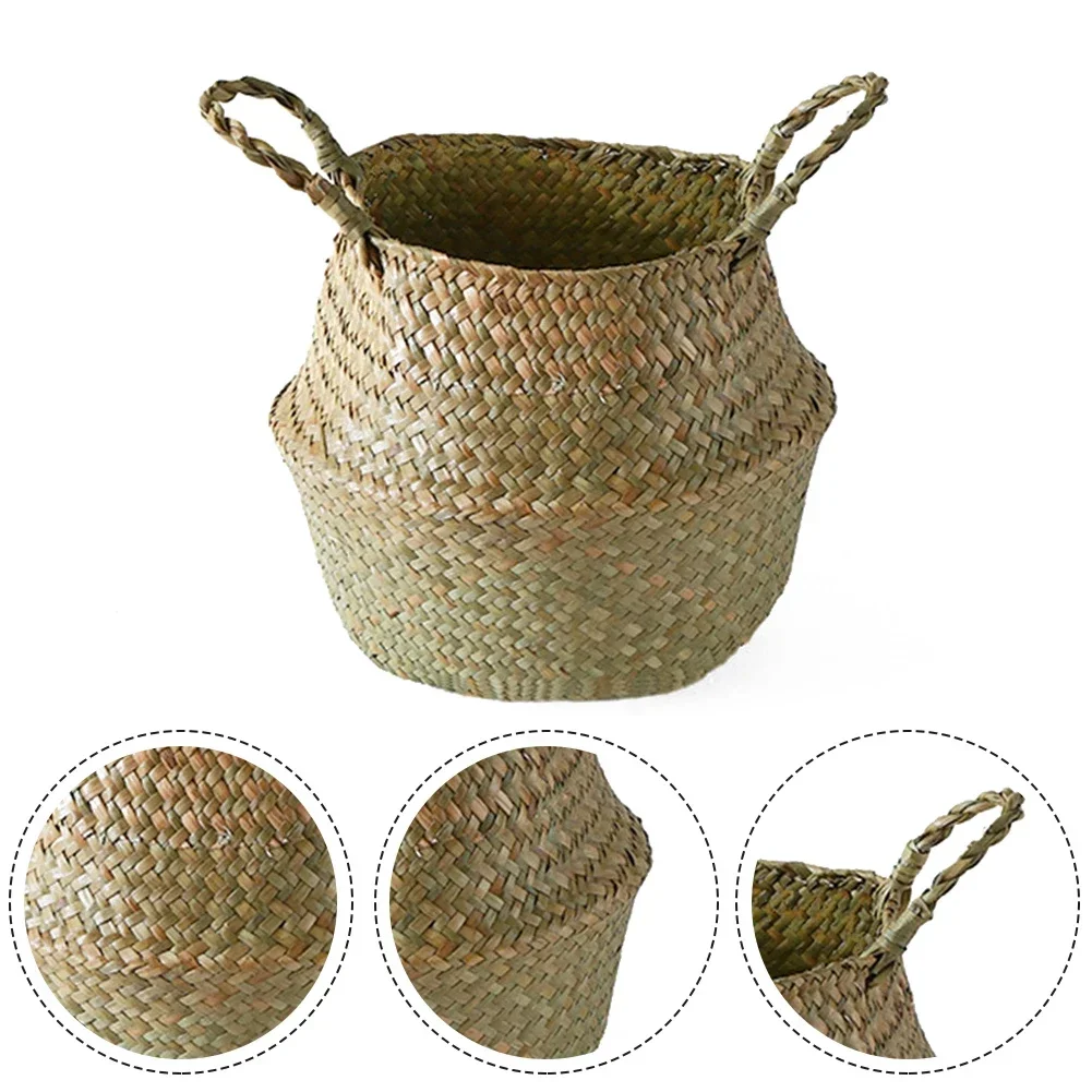 Folding Storage Basket Wicker Basket Sundries Toy Storage Basket Planting Flower Pot Picnic Basket Garden Flower Plant Basket