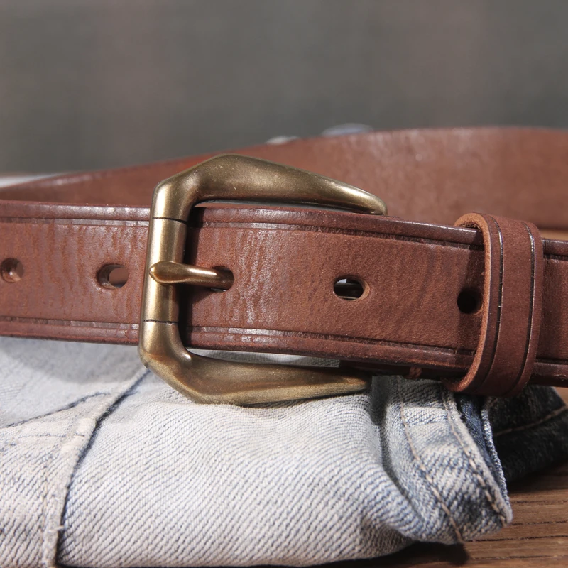 2.8CM Thick Genuine Leather Belt For Women Pin Copper Buckle Retro Cowhide Full Match Casual Jeans Women Belts Female Quality AB