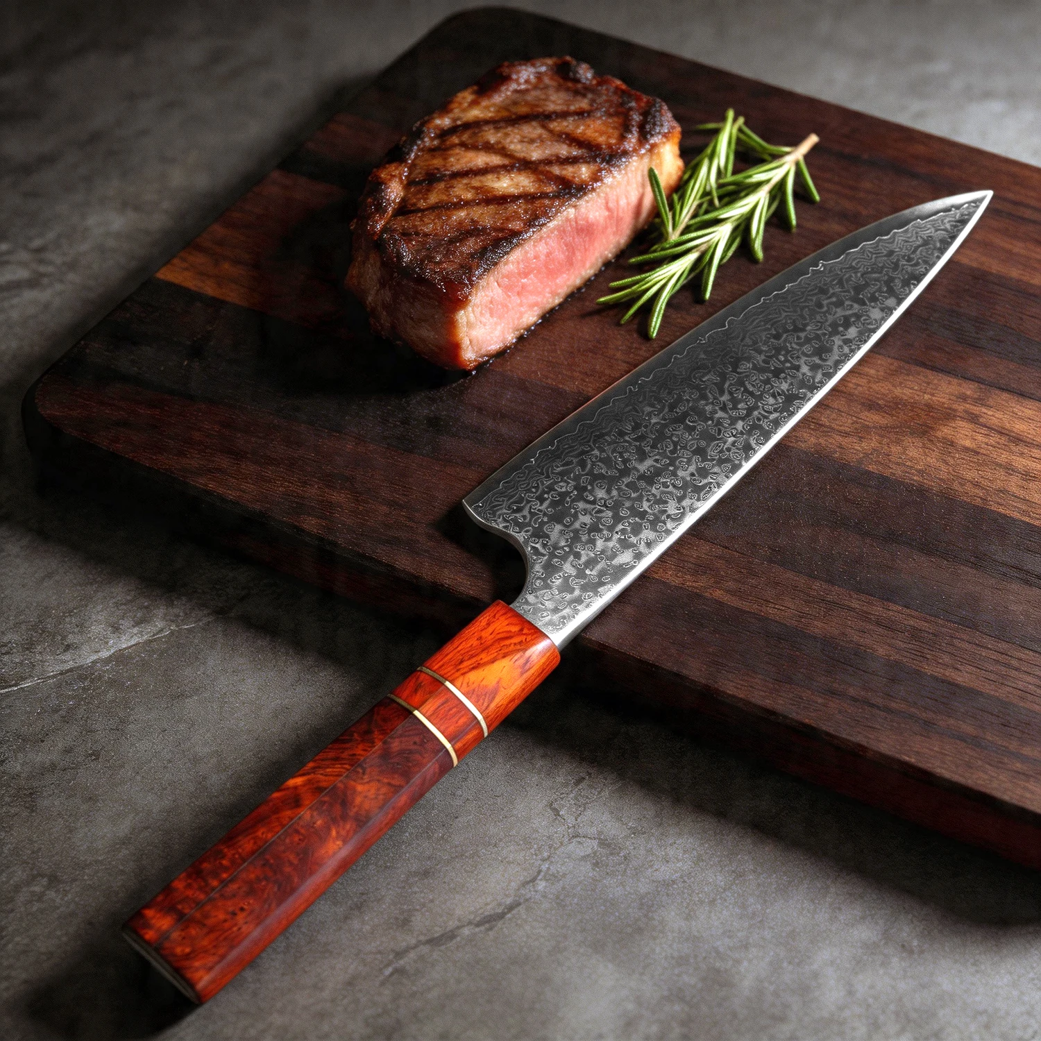 XITUO 8 Inch Chef Knife,Kitchen Butcher Knife for Slicing Meat Vegetables,Damascus Steel Ultra Sharp with Stabilized Wood Handle