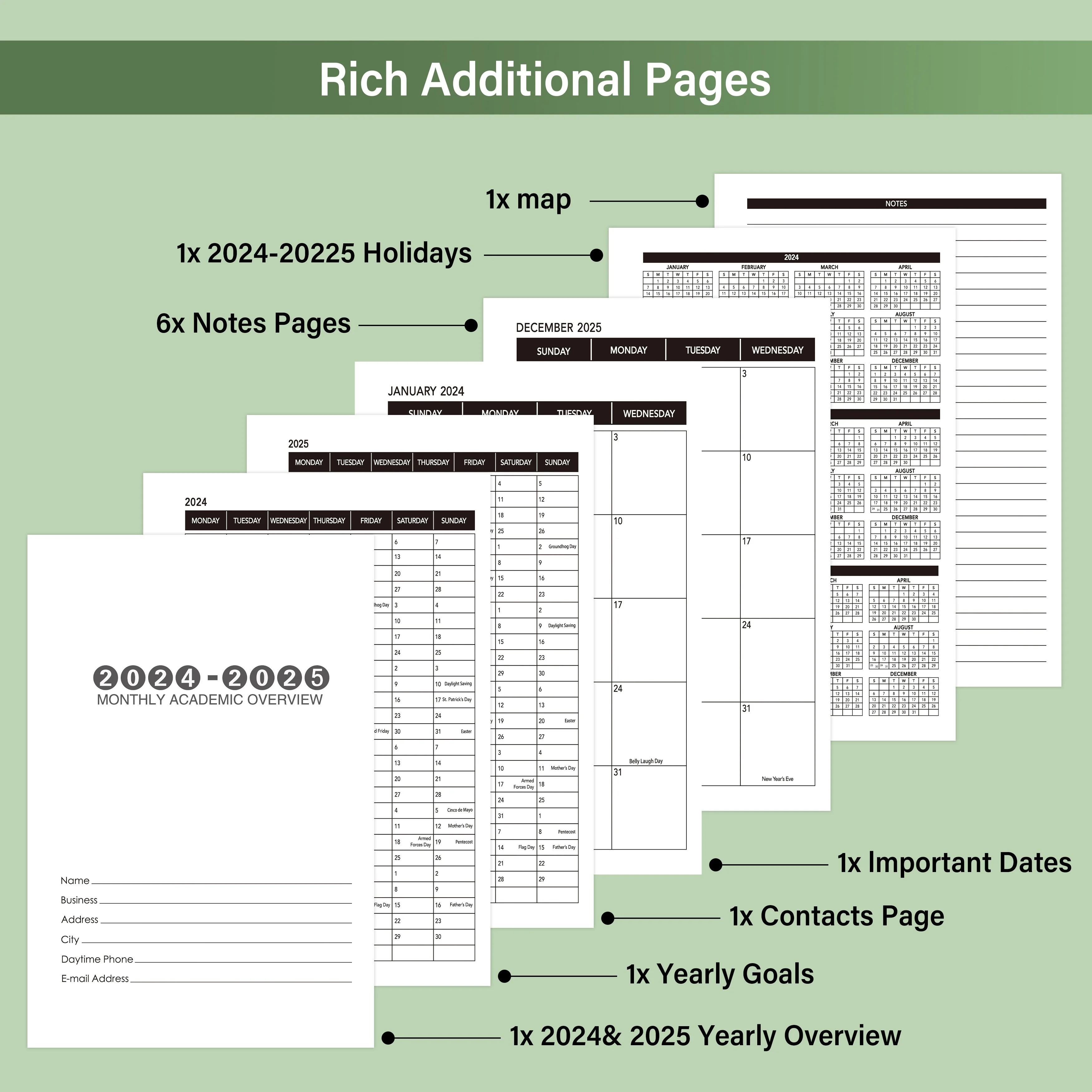 30sheets 2024-2026 Monthly Planner PVC Cover Two Years Calendar Notebook Daily Schedule For Home Office School