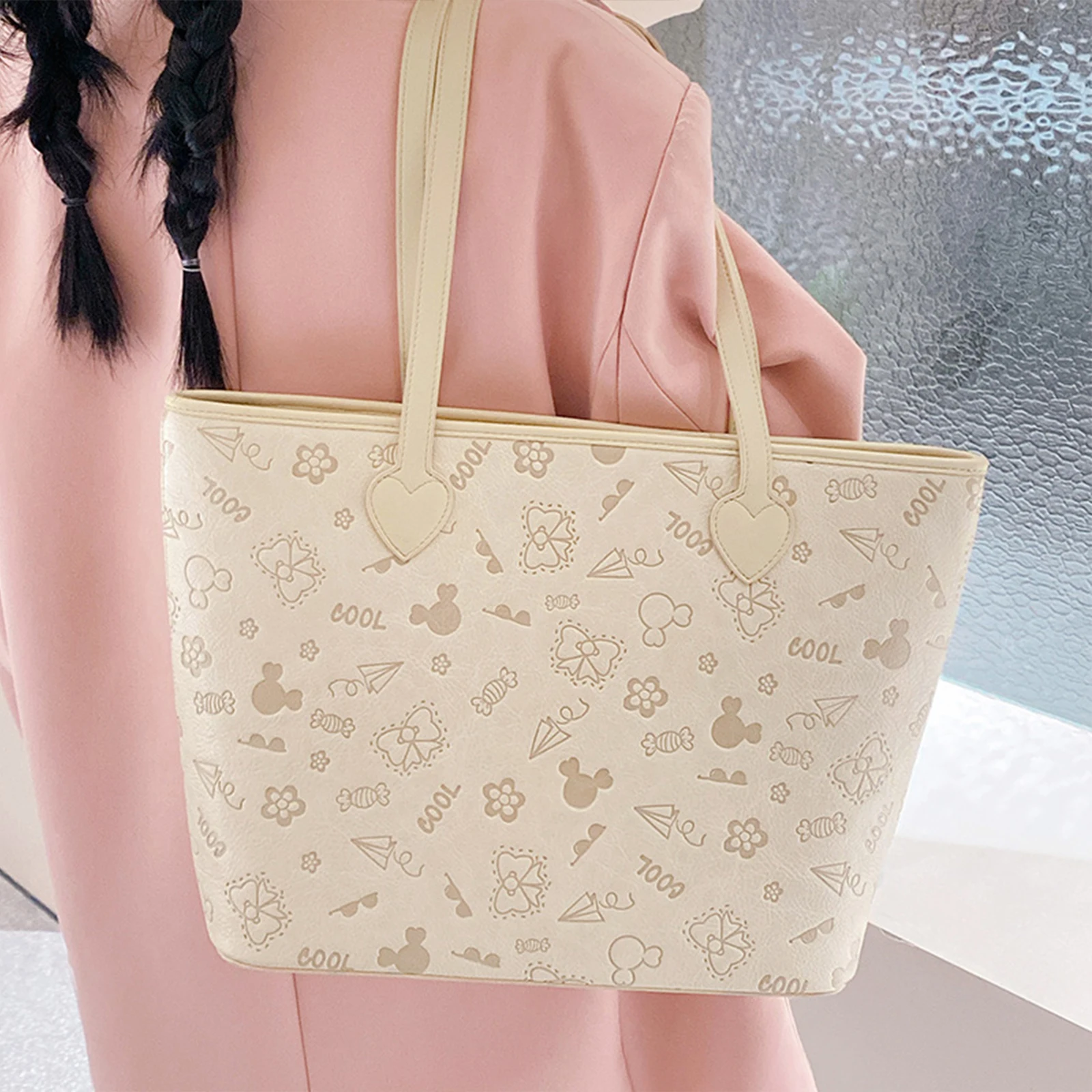 AILUXI Women Tote Bag High-end Texture Original Niche Cute Cream Large Capacity Commuting Shoulder Bag Fashion Female Handbag