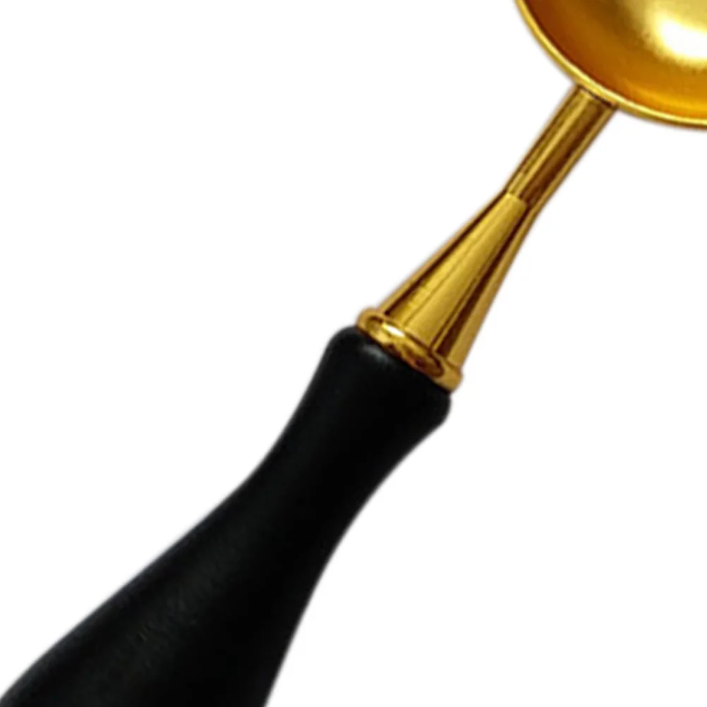 

Copper Black Handle Sealing Wax Spoon Vintage Craftsmanship Pointed Mouth Design Fire Paint Spoon Convenient for Wax Seals