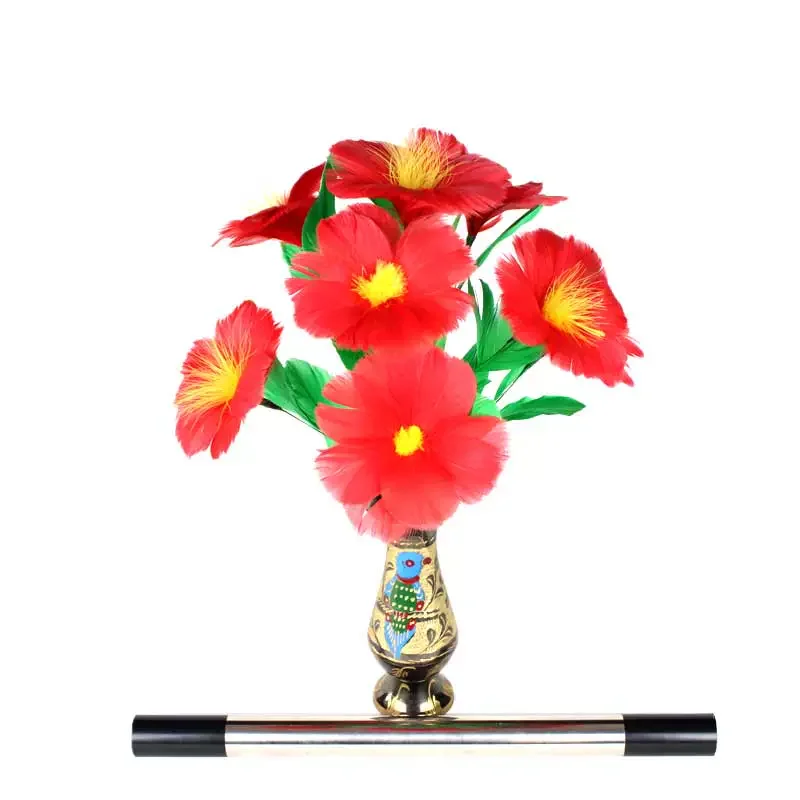 Deluxe Metal Cane Change To Feather Flower Magic Tricks Multicolor Vase Sunflower Bouquets Stage Magician Illusions Magia Props