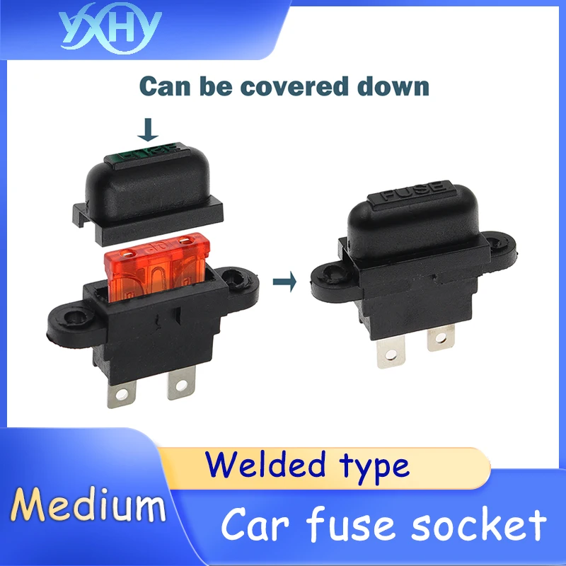 Soquete de fusível médio para carro, base de inserção de fusível, porta-fusível, tipo de solda, caixa de fusíveis