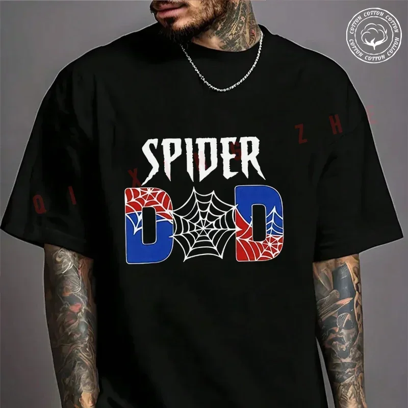 

New Motorbike Cotton T-Shirt Creative Spider Web Spider Dad Print Motorcycle Tshirt Adventure Casual Summer Short Sleeve Tee