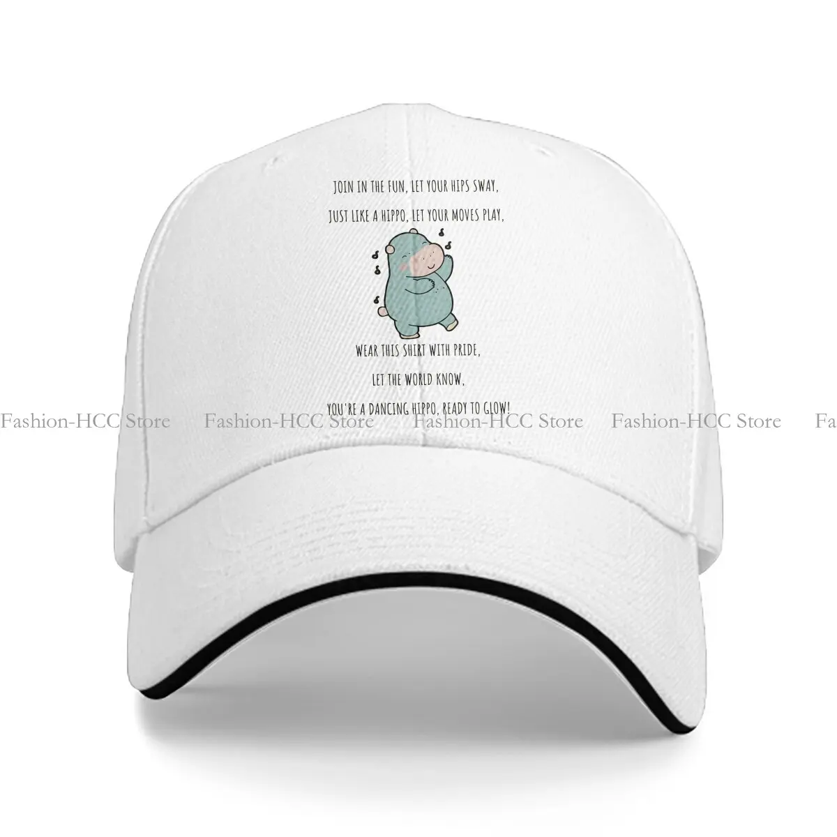 Hippo Multicolor Hat Peaked Cap Cute Hippo Dancing Personalized Visor Protection Hats