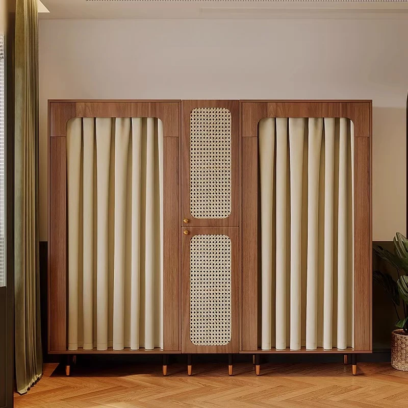 

Nordic Wooden Wardrobe Partitions Cupboard Fabric Shelf Clothes Storage Wardrobe Minimalist Modern Guarda Roupa Guarda Roupa