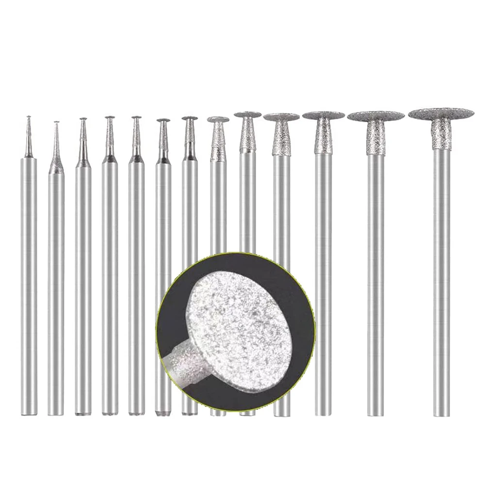 

5/10PCS Grinding Bit Accessory Ultra-Thin T Head Shank Diamond Mounted Point Stone Jade Carve Polish Engrave Tool Set 2.35mm 3mm