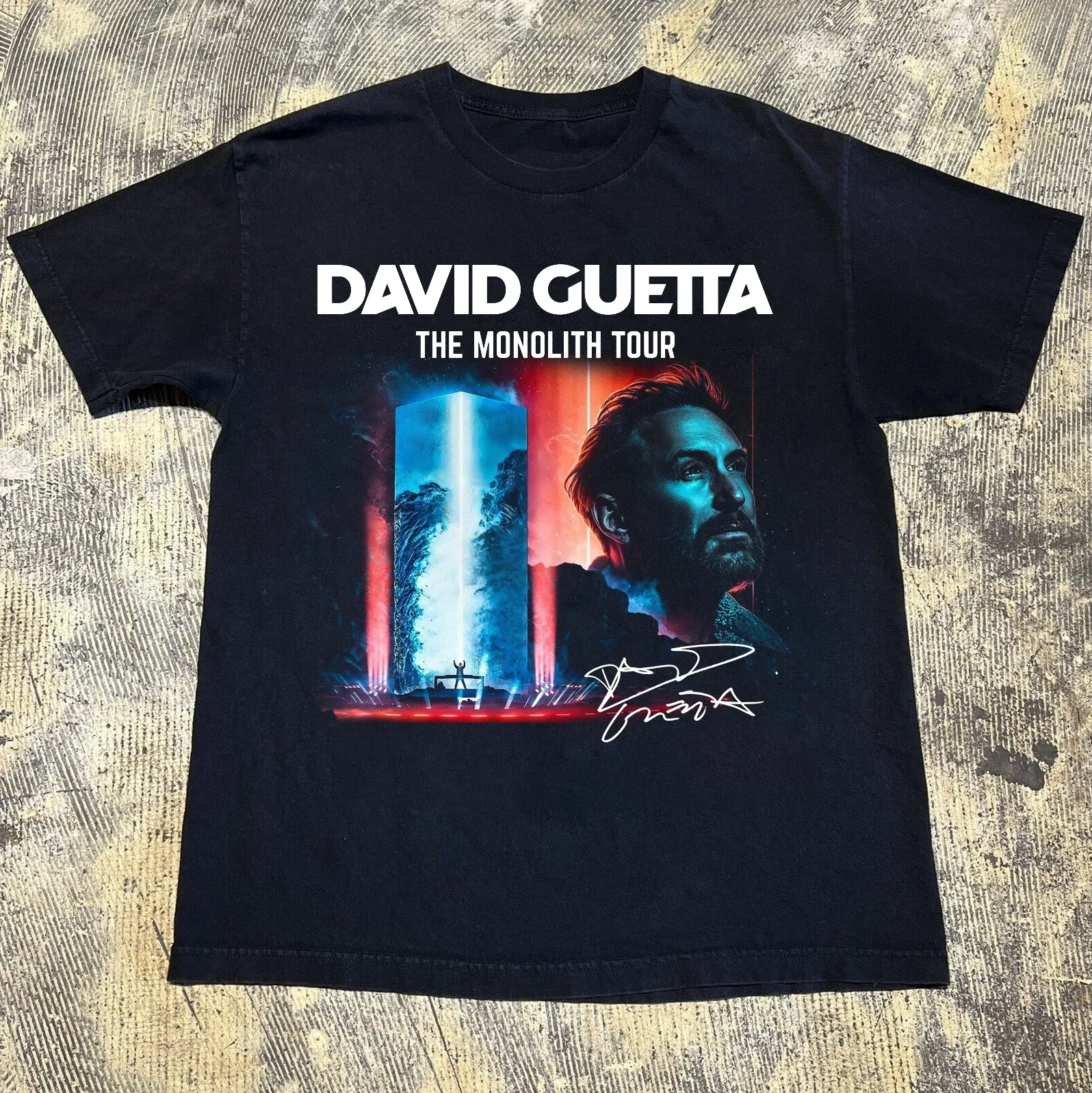 David Guetta The Monolith Tour 2026 T Shirt Full Size  Graphic T Shirts Vintage T Shirt