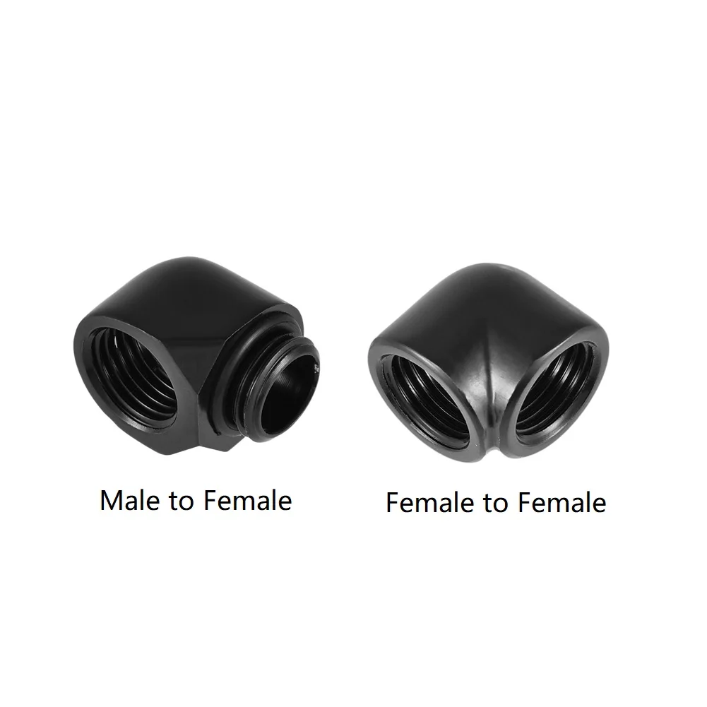 2pcs/set G1/4 Thread 90 Degree Fitting Adapter Male to Female/Female to Female Water Cooling Fitting for PC Water Cooling System