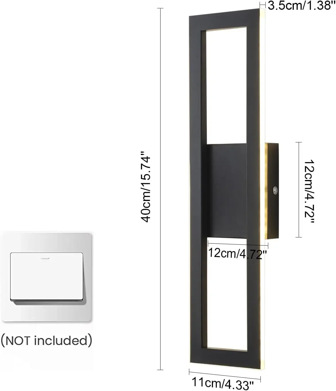 Indoor LED 15.74" Wall Light Long Bar Wall Sconce, Decor Lamp w/ Warm/Neutral/White Light Living Room Bedroom Garage