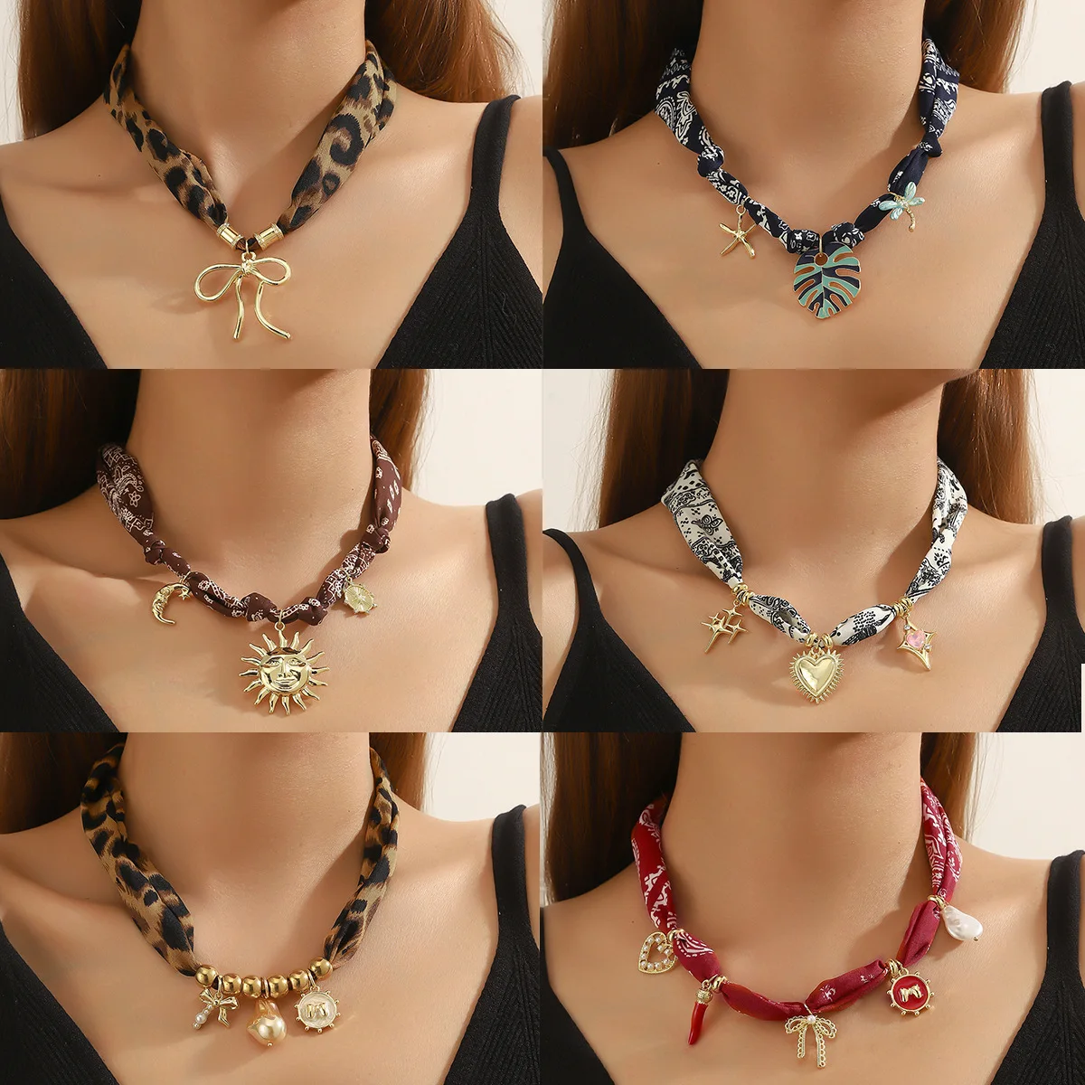 

Leopard Print Silk Scarf Necklace Women's Fashionable Trendy Accessories Bohemian Chic Luxury Silk Scarf Necklace