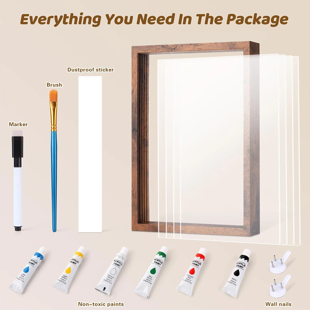 DIY Wooden Frame Handprint Photo Frame Kit DIY With 6 Paints Pen Eraser Paintbrush Family Handprint Kit Keepsake