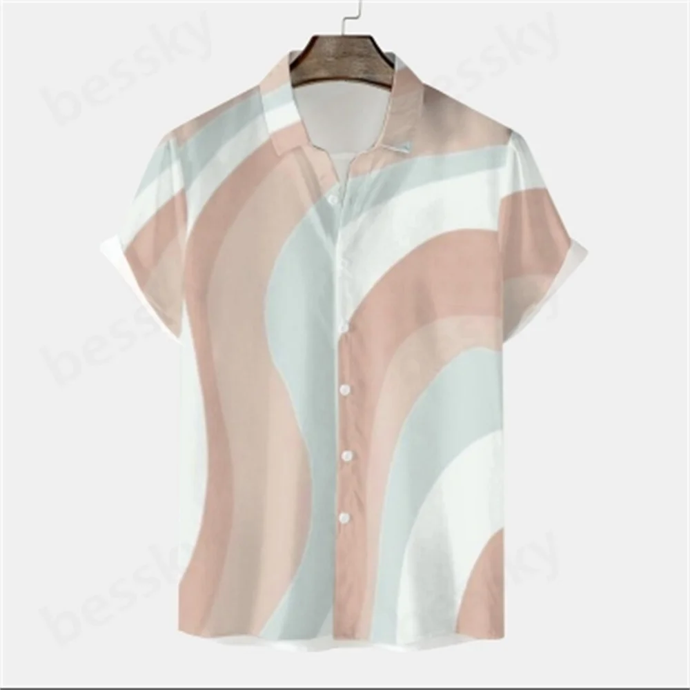 

Men's 3D Digital Print Lapel Short Sleeve Shirt Top Fashionable Geometric Abstract Pattern Casual Style for Men