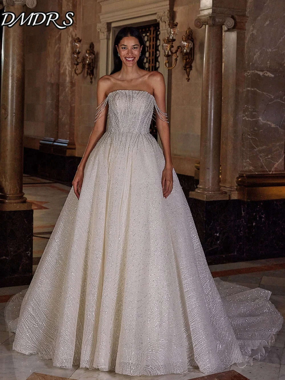 

Romantic Sleeveless Wedding Dresses Romantic A-Line Bridal Gowns Formal A-Line Floor-Length Wedding Gowns Vestidos De Novia