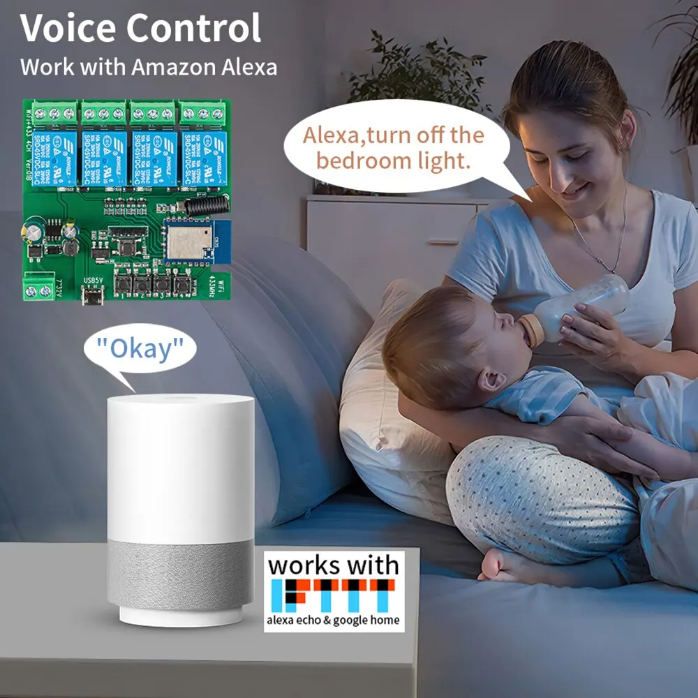 4CH Tuya Smart Switch 220V WIFI modul Remote Control USB 5V 12V 24V 85-250V RF Receiver 10A Smart Relay termasuk Free Shell