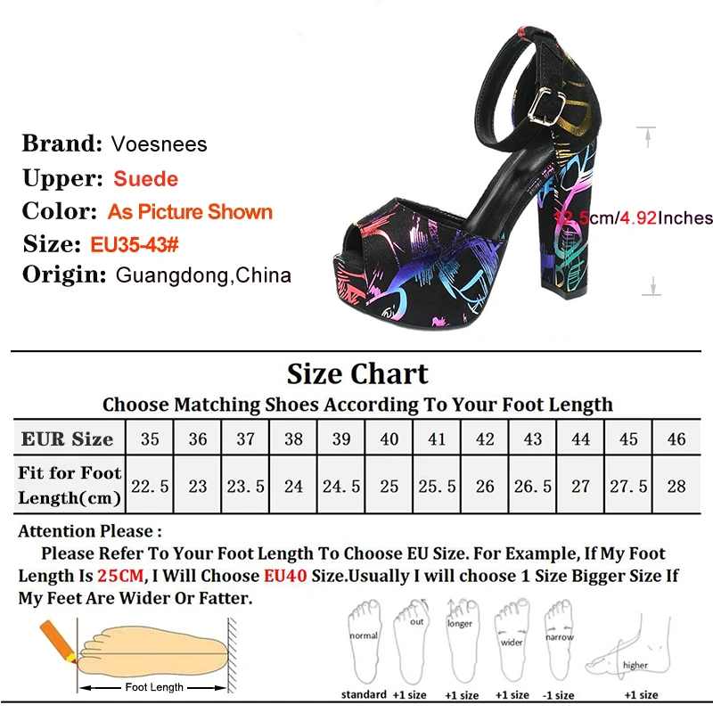 حجم كبير سميكة وحيد الجلد المدبوغ طباعة الصنادل الإناث مثير اللمحة حذاء مزود بفتحة للأصابع 12.5 سنتيمتر الصيف غطاء كعب النساء ملهى ليلي صنادل عالية الكعب #4