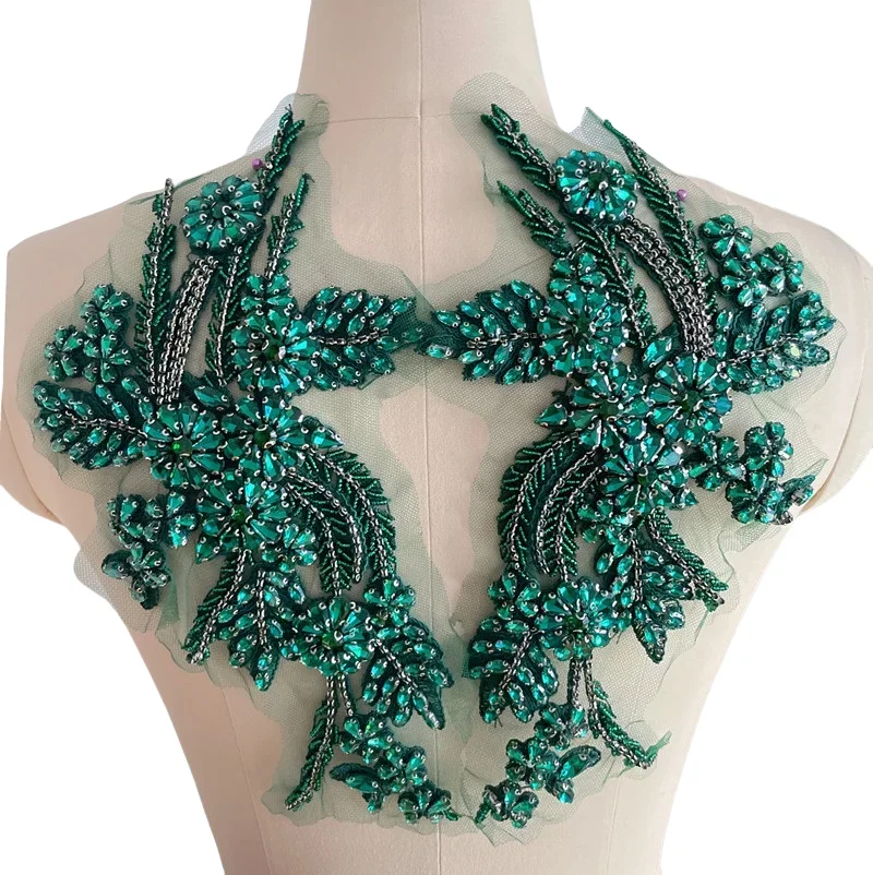 

1 пара красочных сшитых вручную стеклянных сверл с зеркальными цветами, сверкающие пальто со стразами, пояса на плечах, свадебное платье, нашивка «сделай сам»