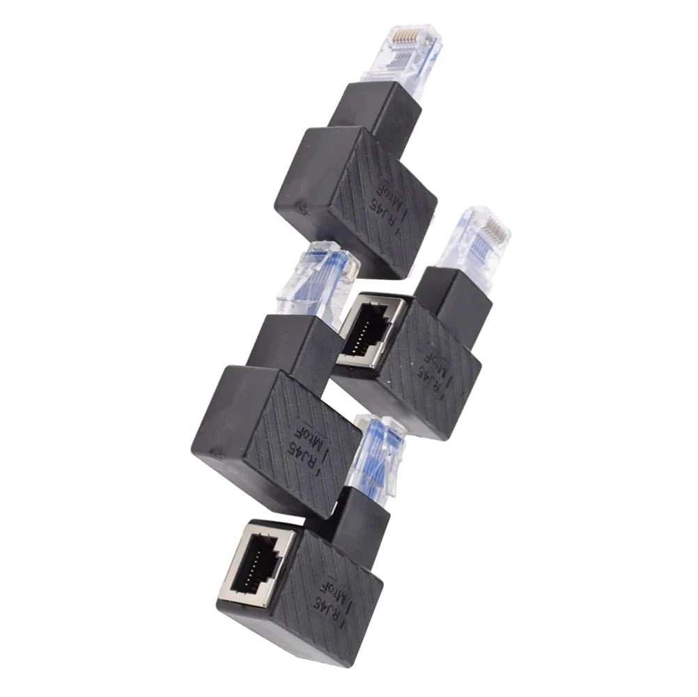 50pcs RJ45 Male To Female Extension Converter Adapter 90 Degree Network Cable Extender Connector