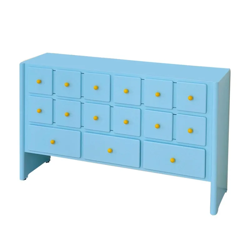 Solid wood dining side cabinet, bedroom storage locker decoration, seven chest cabinet, living room entrance, dopamine color