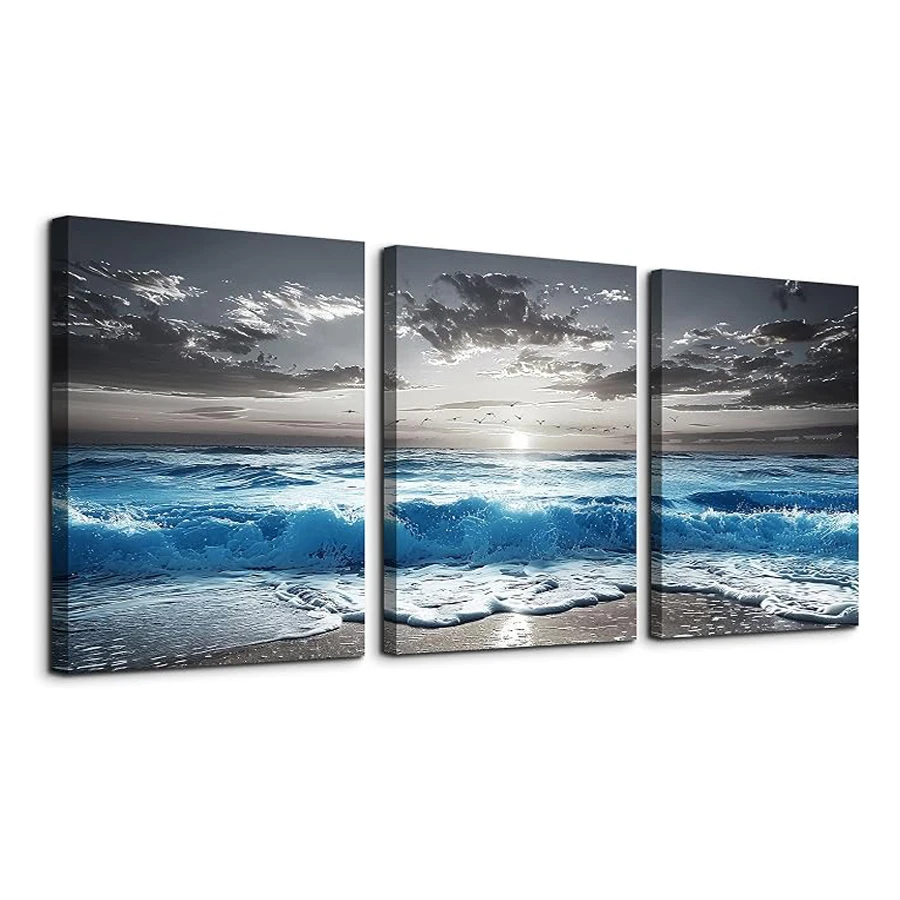 Diy Diamonds Art Painting Triptych Abstract Wave Scenery Full Square Round Drill Landscape Mosaic Embroidery Kits 3 Pieces/Set