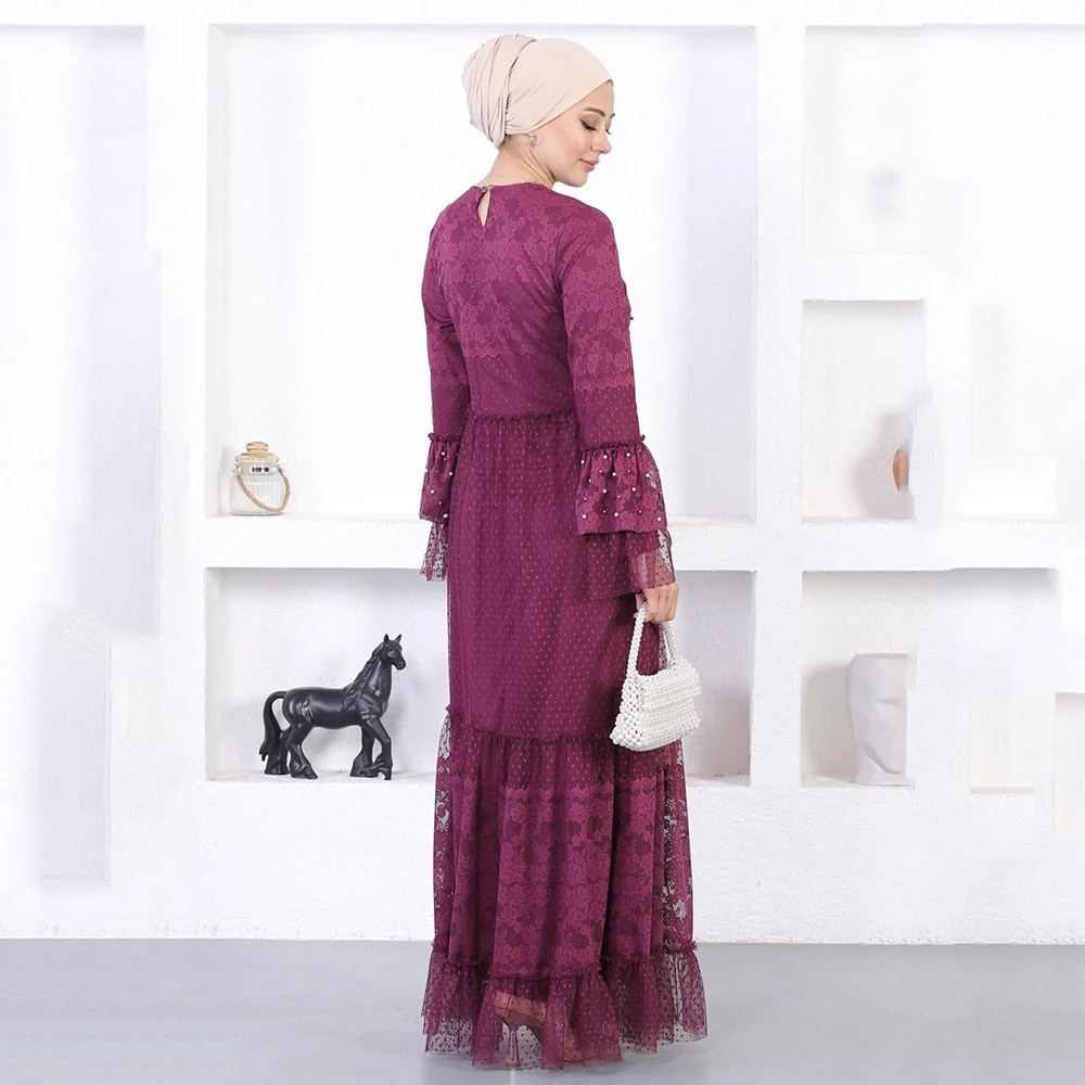 فساتين سهرة طويلة مخصصة برقبة دائرية أنيقة للمناسبات الرسمية فساتين حفلات 2025 بأكمام طويلة طول الأرض فساتين لحضور الحفلات الموسيقية