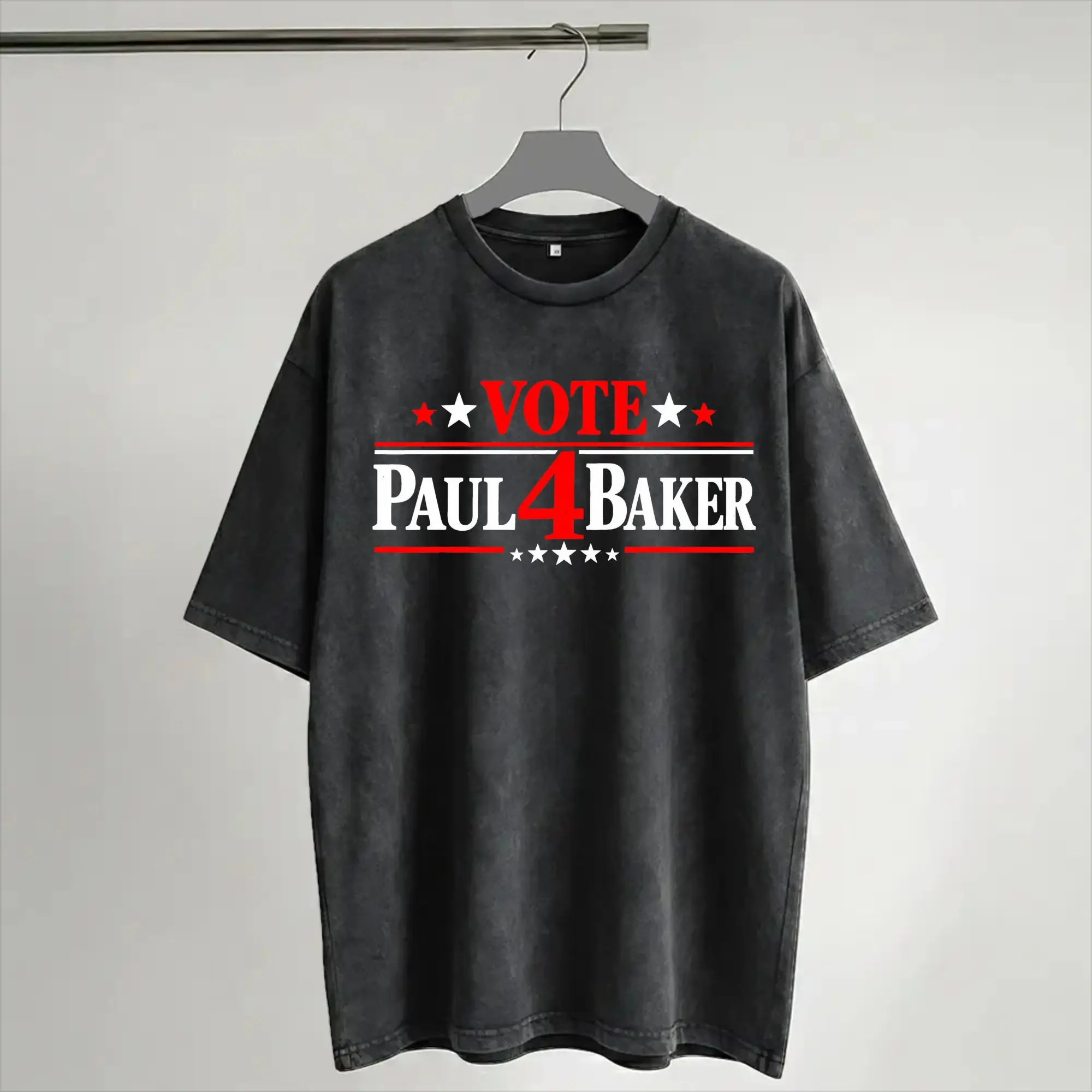 Vote 4 Paul Baker  Accessories Washed T Shirts Men Women Streetwear Hip Hop T-Shirt Summer  Tees Short Sleeve