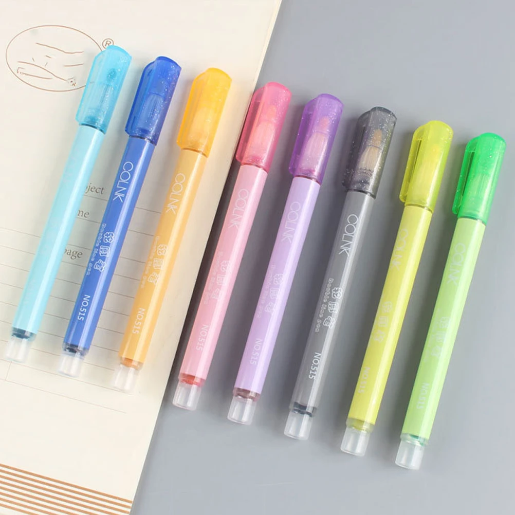 

8PCS Double Line Pen Colorful Outline Pens Fluorescent Markers Highlighter Gel Pens Art Supplies Safe Material