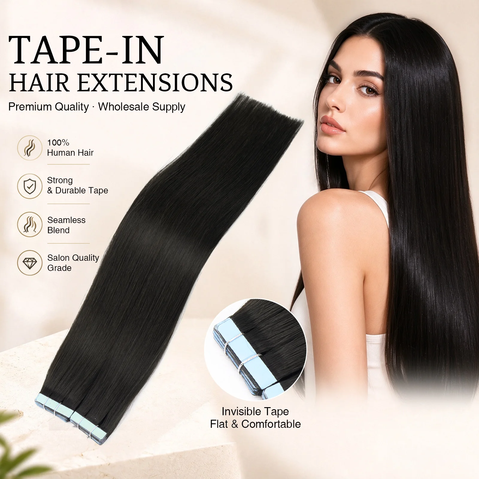 Salon Supply Tape in Hair Extensions Human Hair Balayage Real Natural Hair PU Skin Weft Straight Seamless Remy Virgin Hair 20pcs