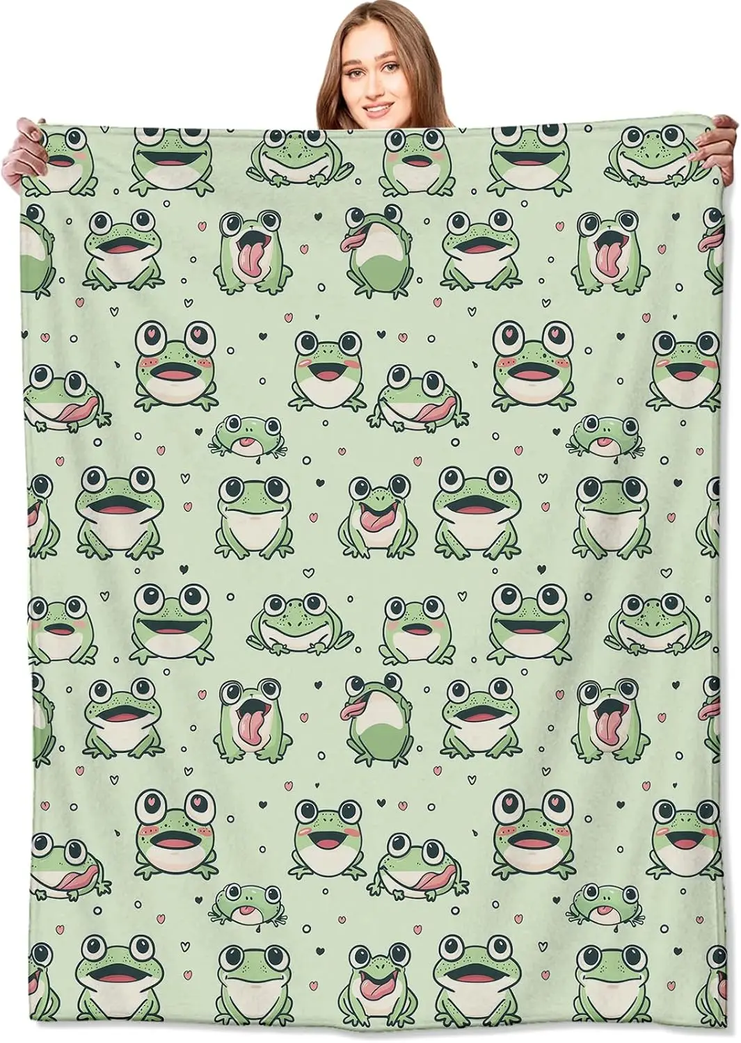 

Cute Cartoon Frog Blanket Adorable Fun Green Throw Blankets,Birthday Gifts for Kids & Animal Lovers,Lightweight Soft Fleece for