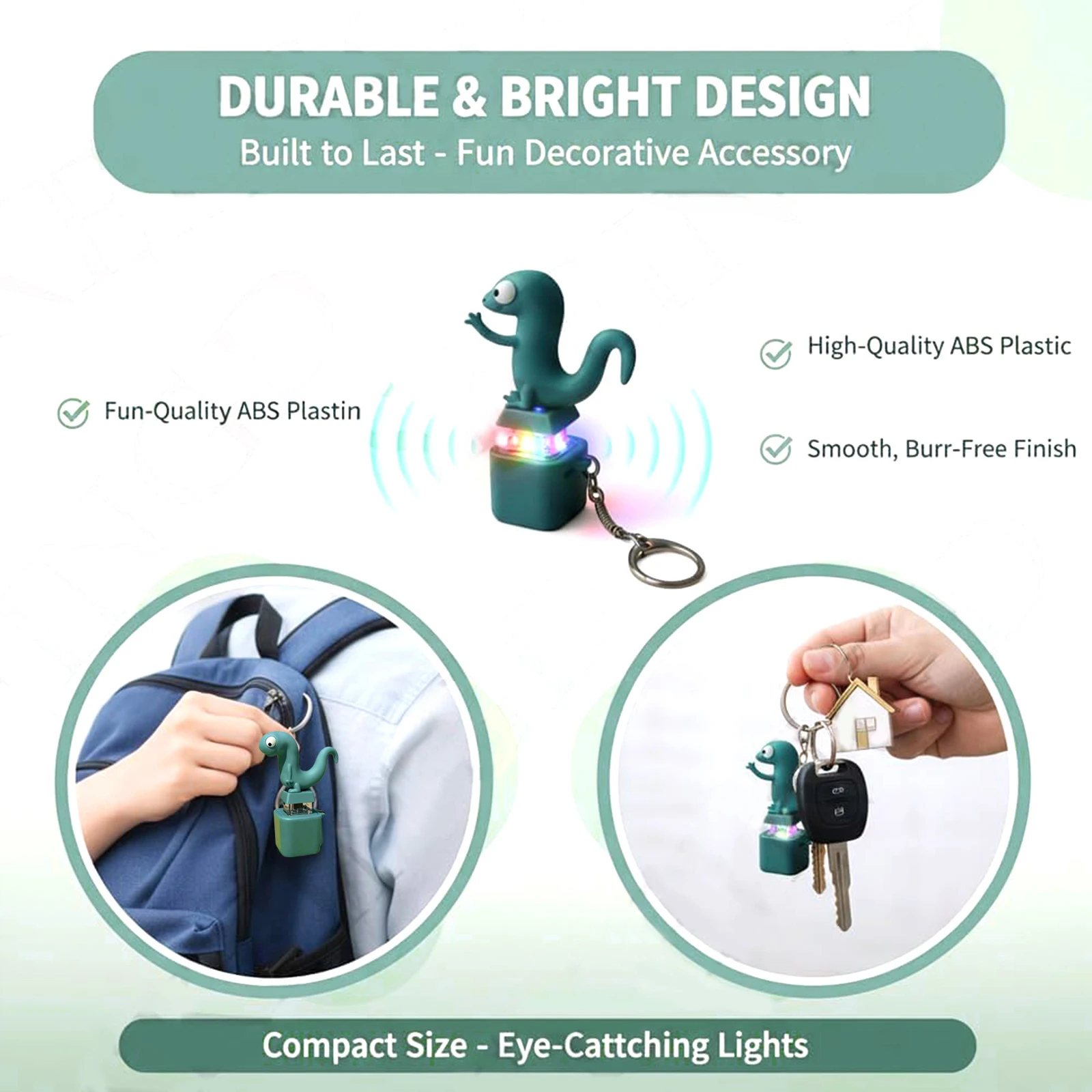 도마뱀 키체인 소리나는 피젯 장난감, 화려한 조명, 재미있는 스트레스 해소 키체인 피젯 키링 장난감 (성인, 청소년, 어린이용)