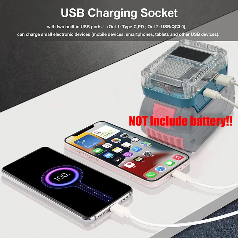 BAT618 Lithium Batterij Adapter Converter Voor Bosch 18V Li-Ion Batterij Oplader USB Type C Power Bank 1018K AL1820CV