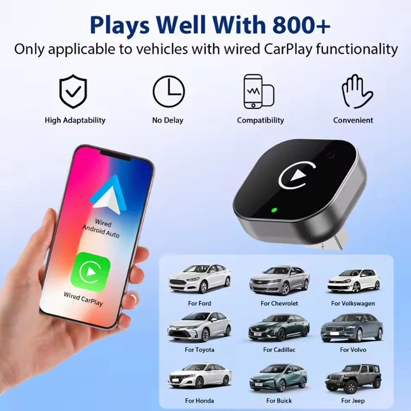 

Безупречно переключайтесь между функциями Wireless CarPlay и Android Auto с помощью универсального адаптера.