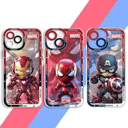 Marvel Iron Man Spiderman Phone Case for iPhone 8 Plus 13 Pro Max SE XS 12 Mini X 7 6s 14 15 Pro 11 XR Cover Clear Silicone