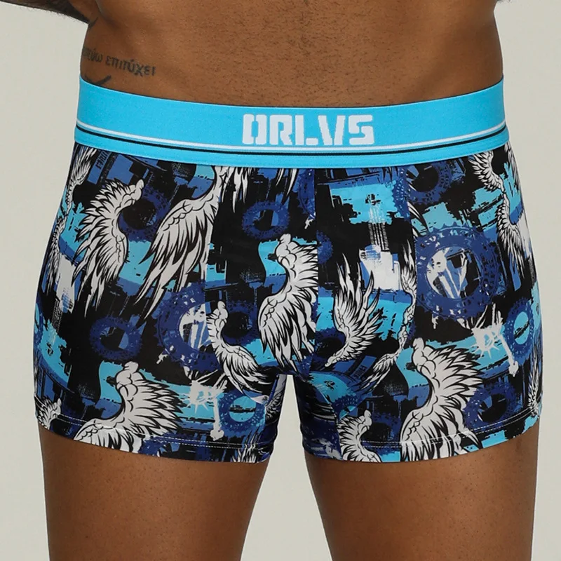 ORLVS men's ice silk boxer shorts for summer sports comfort, breathability, quick drying, low waisted, and protruding four corne