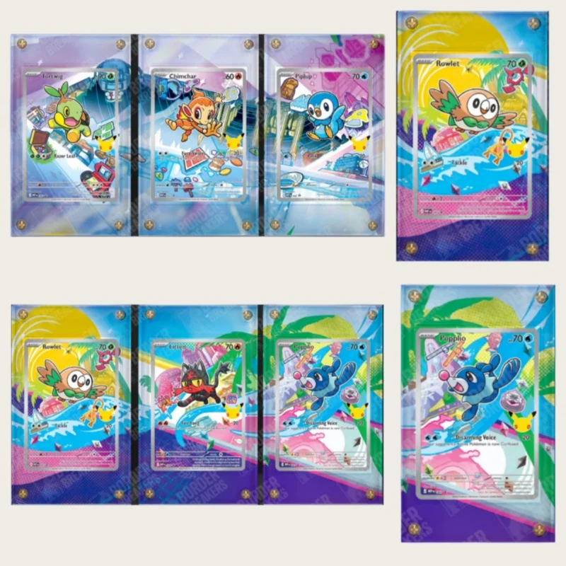 Estuche de exhibición de acrílico PSA para cartas raras de anime PTCG, Squirtle, Bulbasaur, Popplio, TCG, Pokémon, ilustración del 30 aniversario, caja de almacenamiento