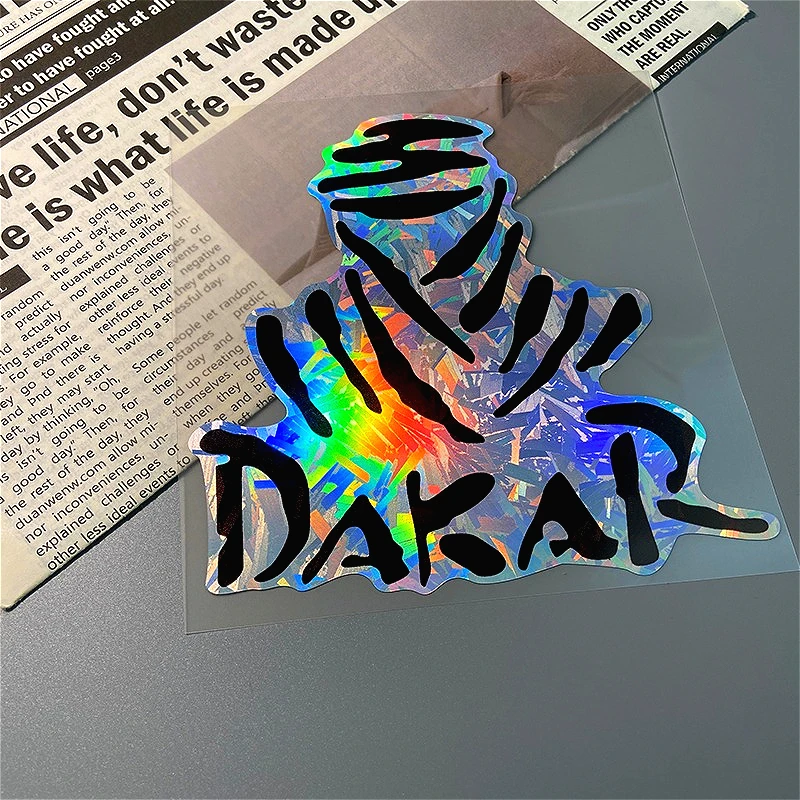 Dakar Desert Rally Reflective Motorcycle Stickers Holographic Carbon Vinyl Decals for Scooter Helmet Fuel Tank Box Fairing view 3