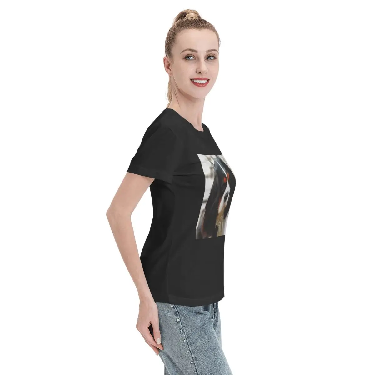 كافالير كينغ تشارلز الذليل الكلب تي شيرت المرأة قصيرة الأكمام تي شيرت طاقم الرقبة الملابس القطن الصيف تيز الشارع الشهير