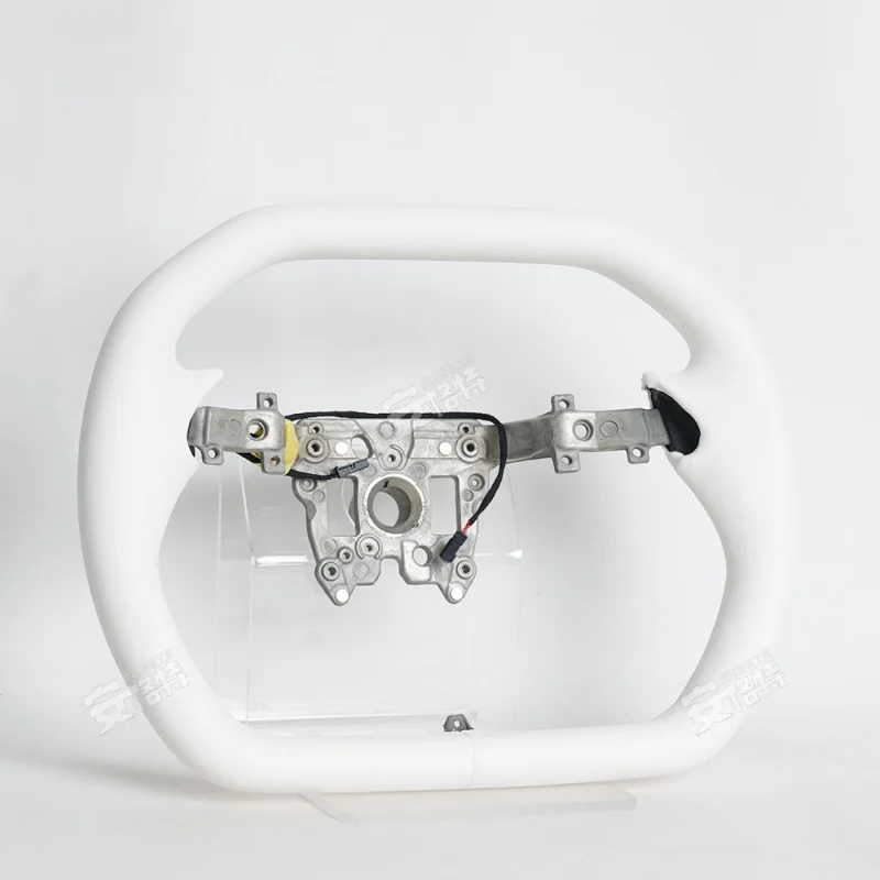 For Tesla Model 3 (2023) Cyber Style Steering Wheel (White Full Leather, With Heated Function, Modified Part)