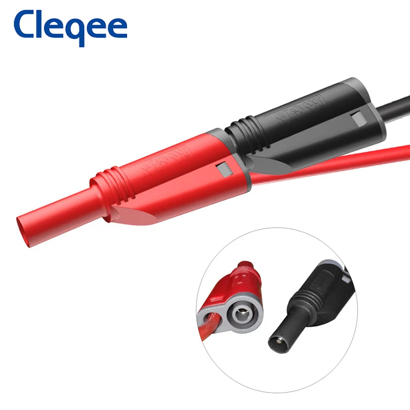 Cleqee P1064 Gold-plated BNC to Dual 4mm Shrouded Banana Plug Test Lead Stackable Pure Copper Q9 Oscilloscope Probe 120CM Cable