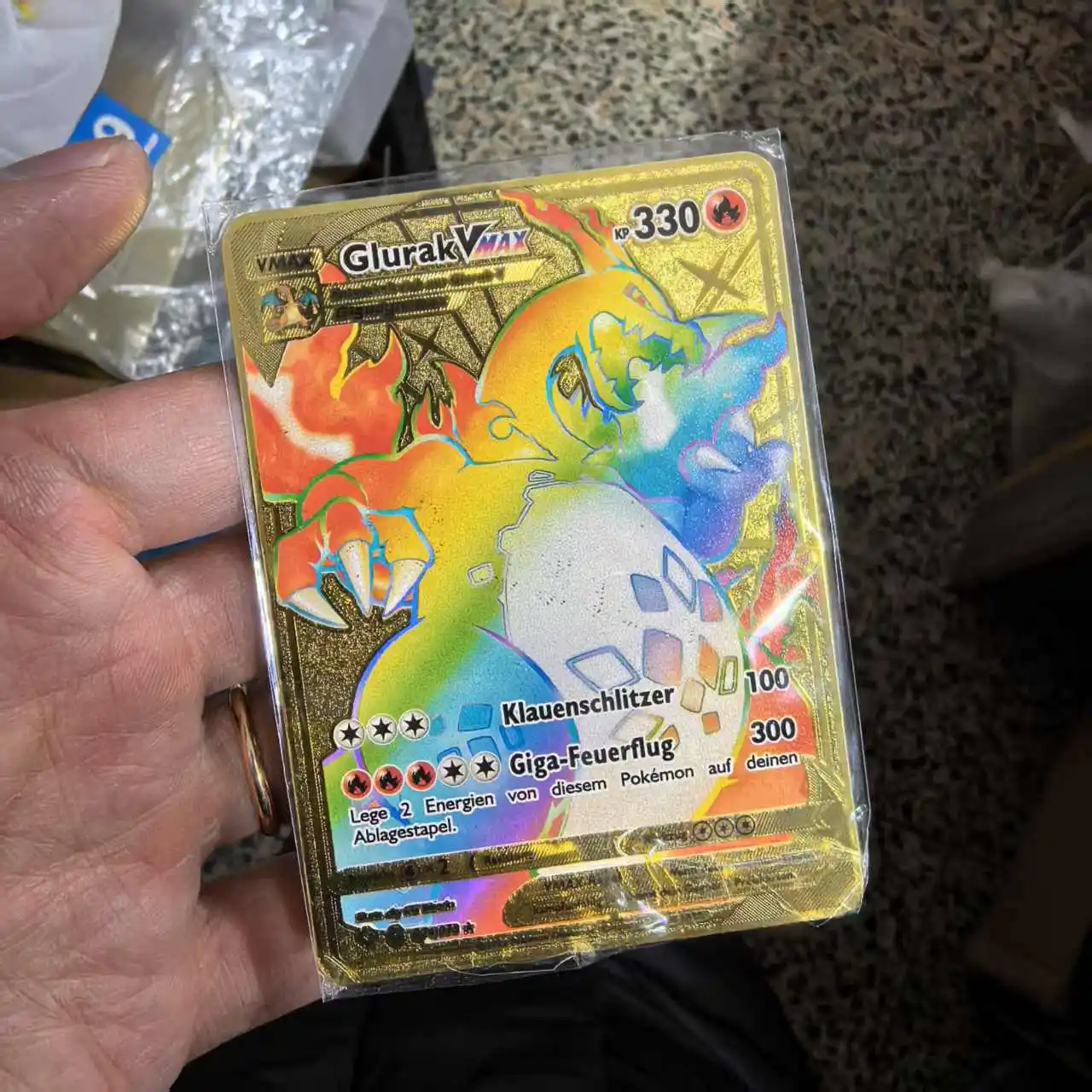 Pokemon-Metallkarten im Deutsch Terastal Pikachu Arceus Charizard DIY Trading Flash Card Anime Cartoon Geschenk