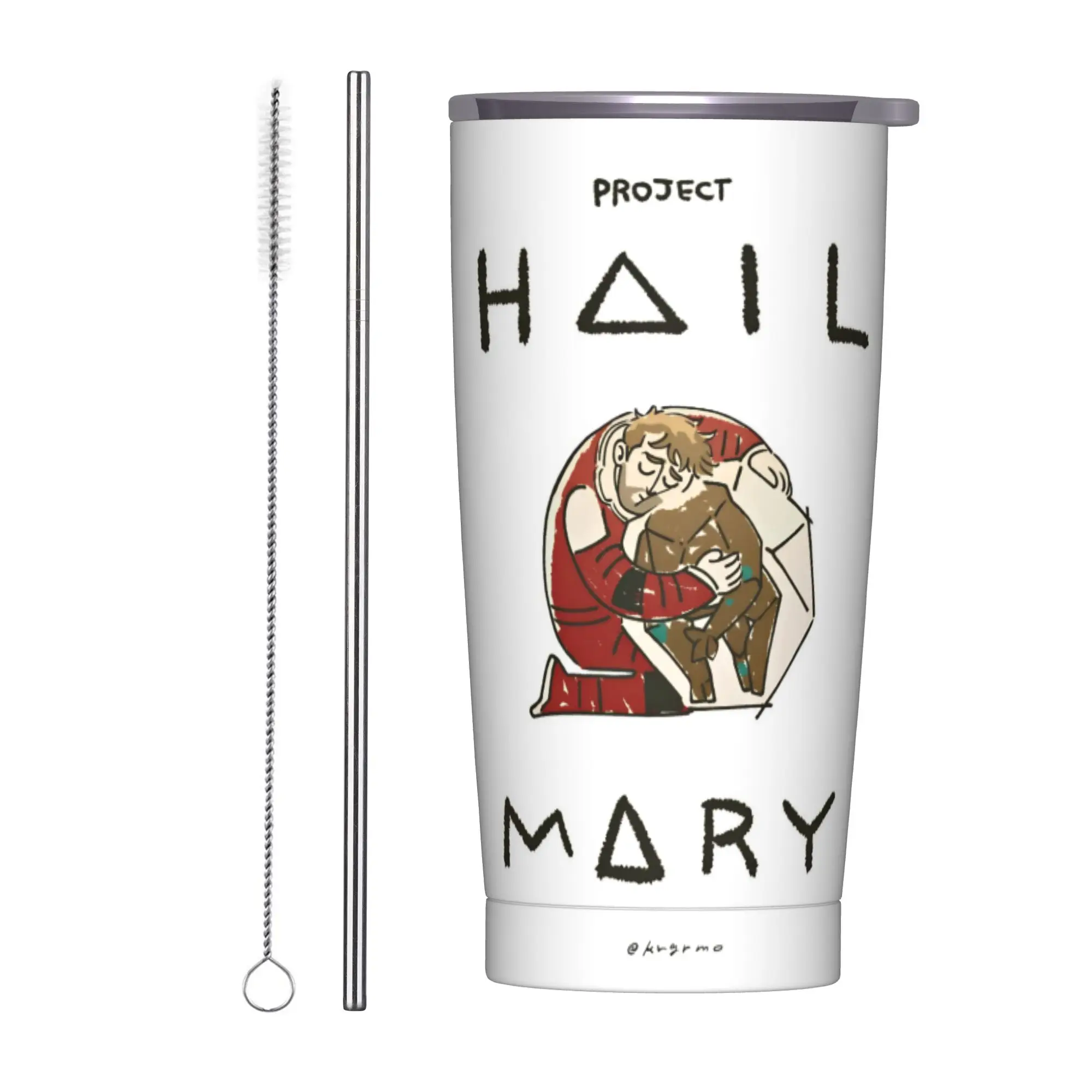 Project Hail Mary Insulated Tumbler with Straws Ryland Grace Rockys Stainless Steel Coffee Mugs Office Home Car Bottle Cup, 20oz